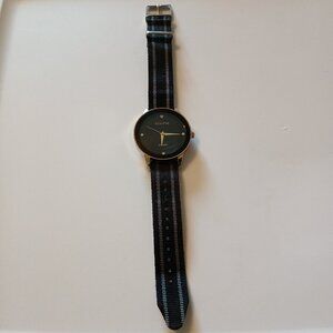 Eclipse Unisex Black Diamond Striped Band Round Dial Watch Japan Movt WR 100FT